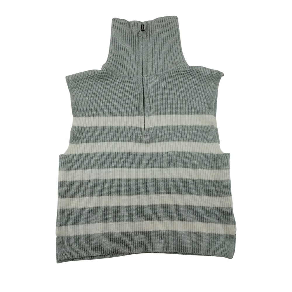 Pink Rose Womens Striped Quarter Zip Ribbed Sweater Vest Grey White Size XS